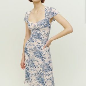 Reformation Blue and White Floral Dress